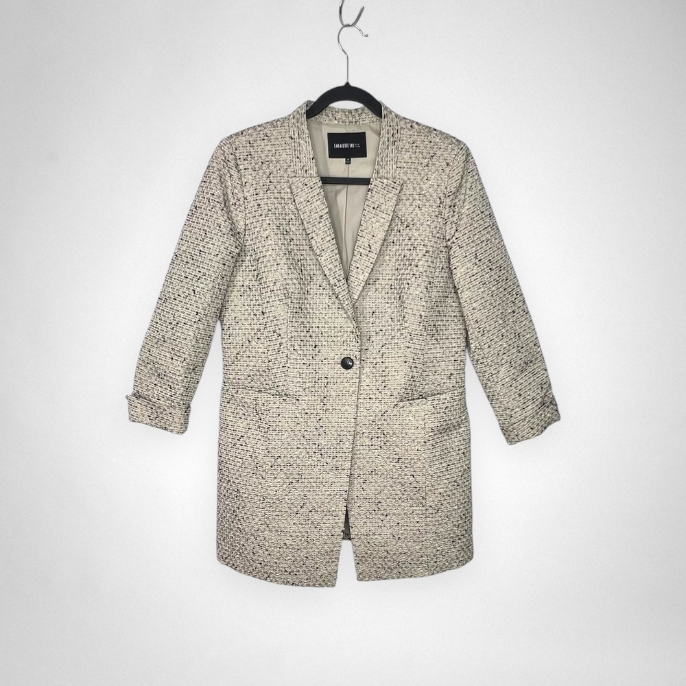LAFAYETTE 148 NY Long Jacket Black and Beige 12